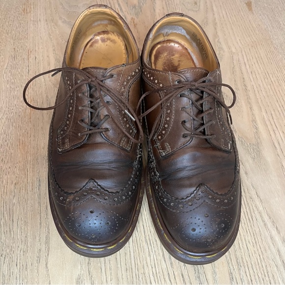 Vintage Dr. Martens 3989 Brogues Wingtip Shoes Brown Made In England M8 / W9 - Picture 7 of 14